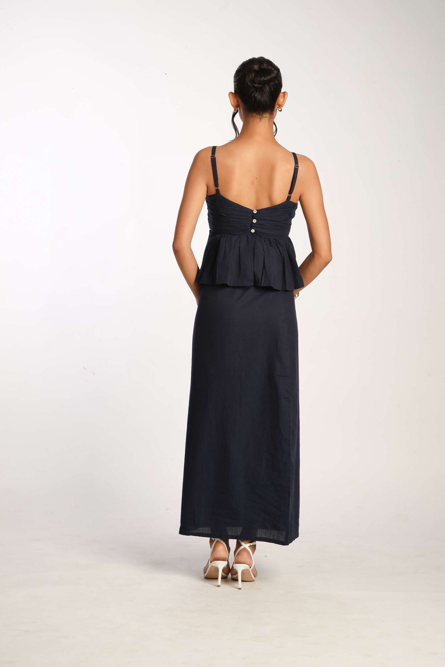 High Waist Slit Skirt - Navy Blue