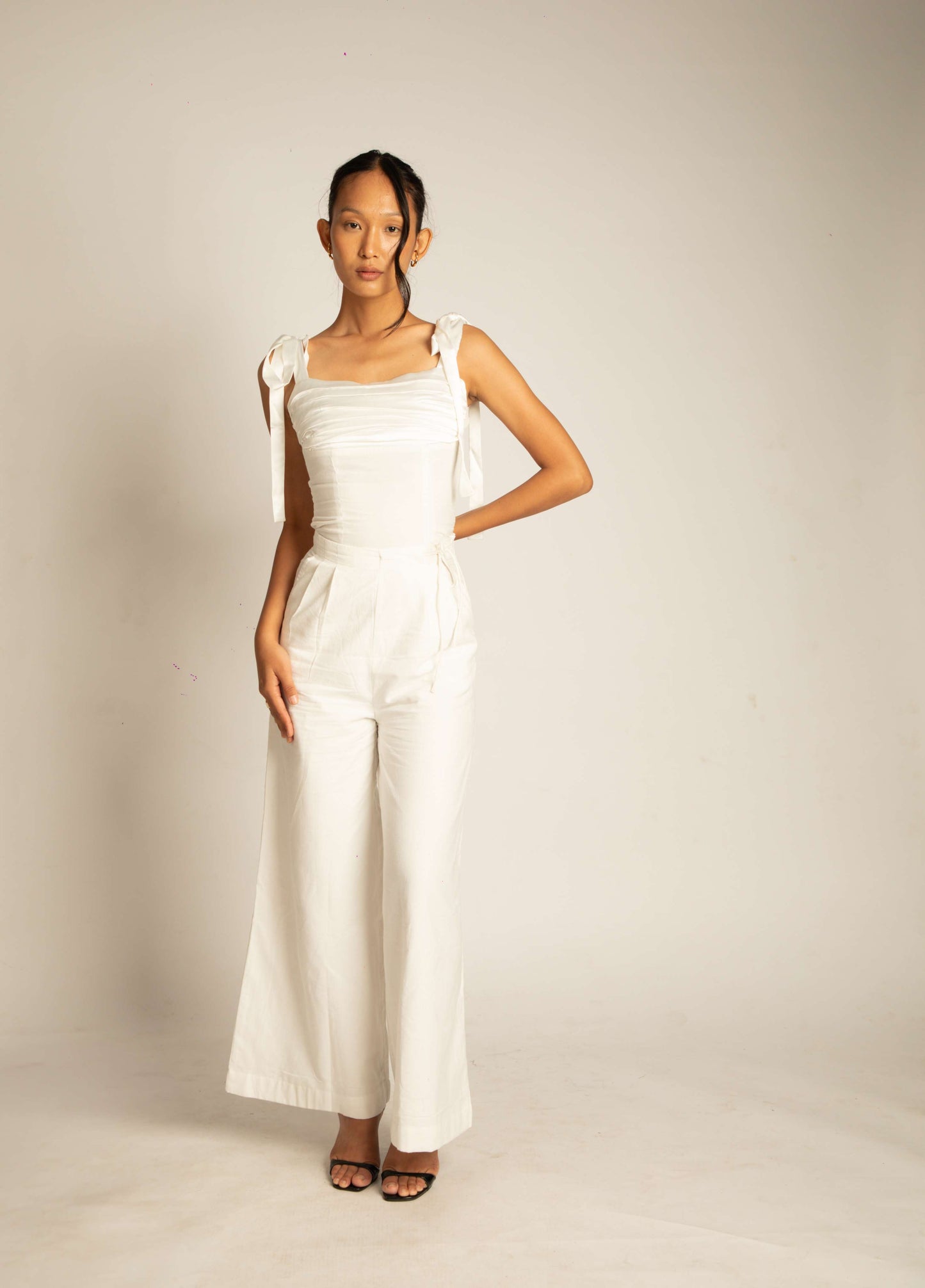 Wide-leg High-waist Pants - White