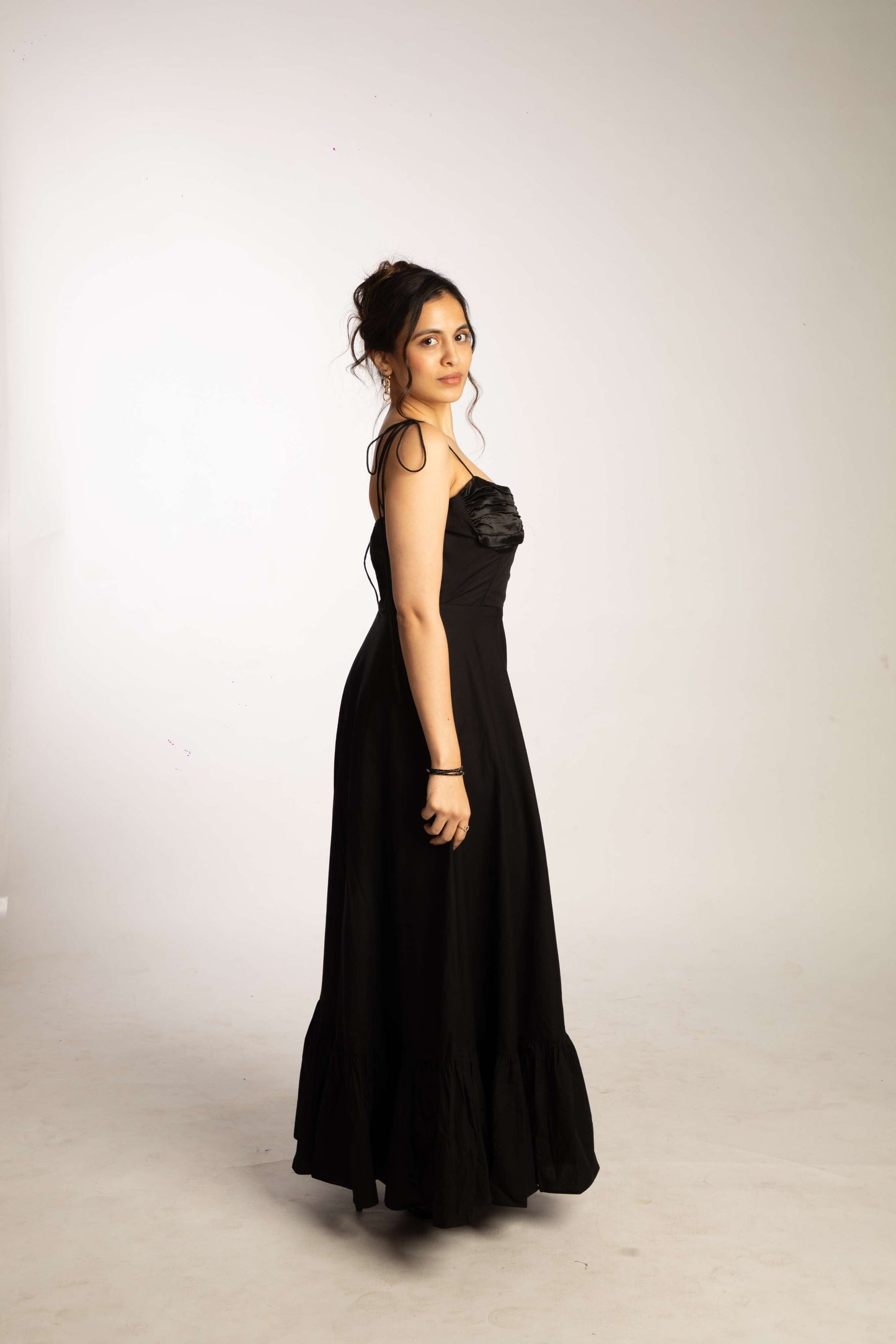 Poplin Tie-up Dress - Black
